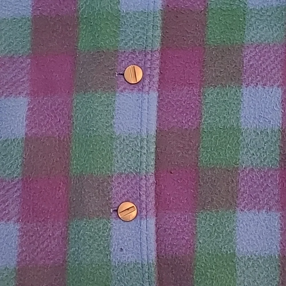 EUC VTG Aqua Sheen 100% Dacron Dupont Polyester Blue Purple and Green Plaid - Picture 4 of 11